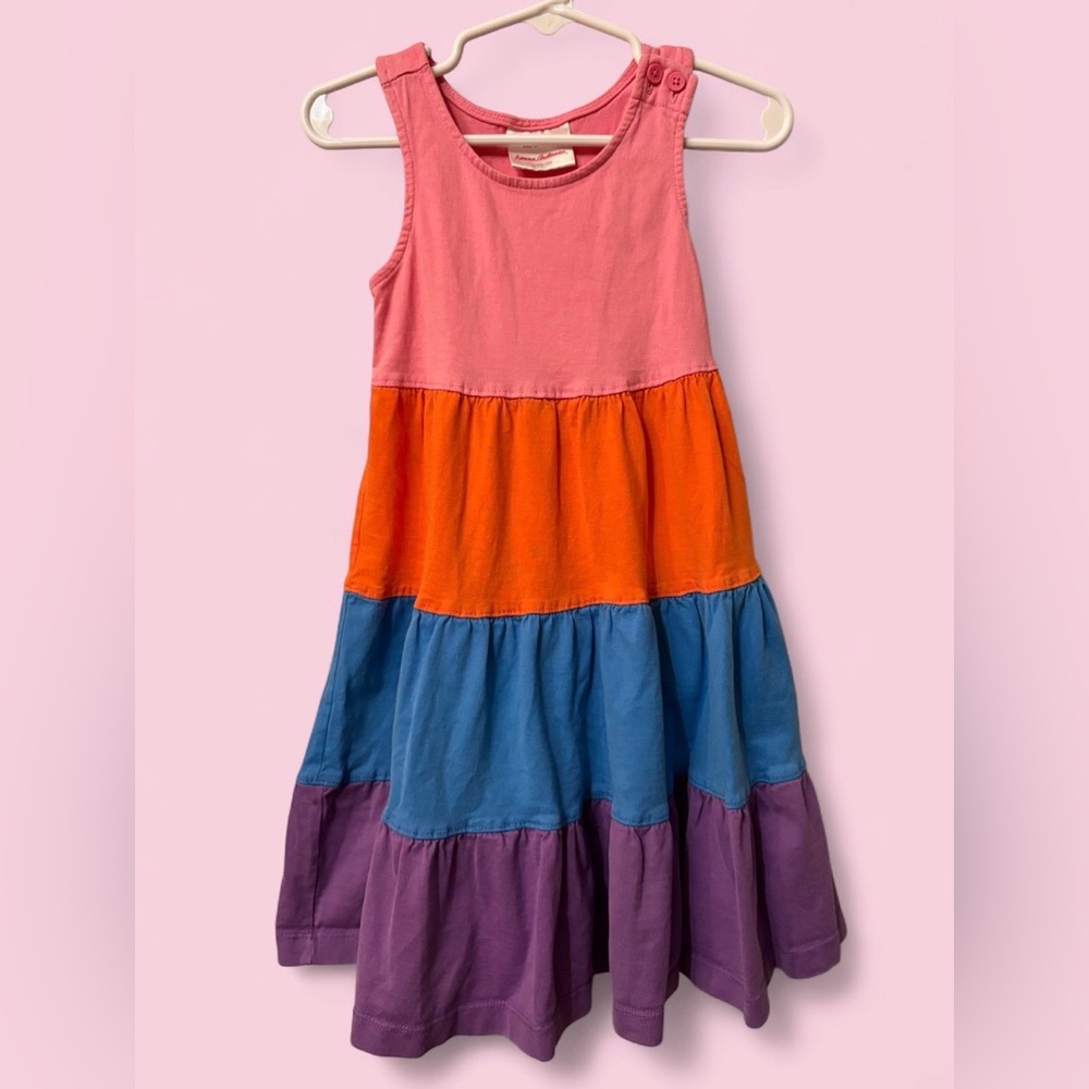 Hanna Andersson Twirl Power Colorblock Tiered Racerback Dress | Sz 4